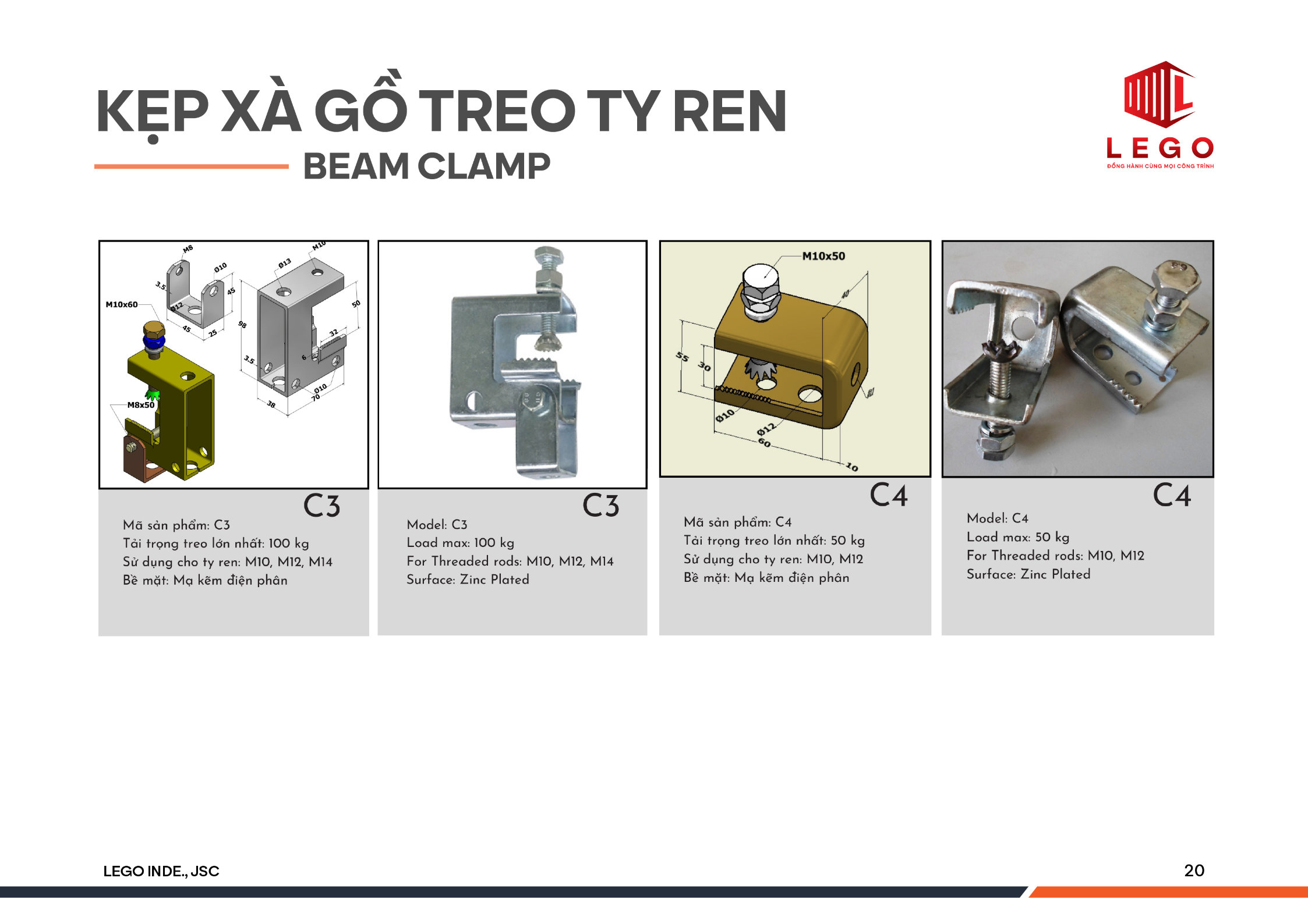Kẹp xà gồ treo ty ren 1