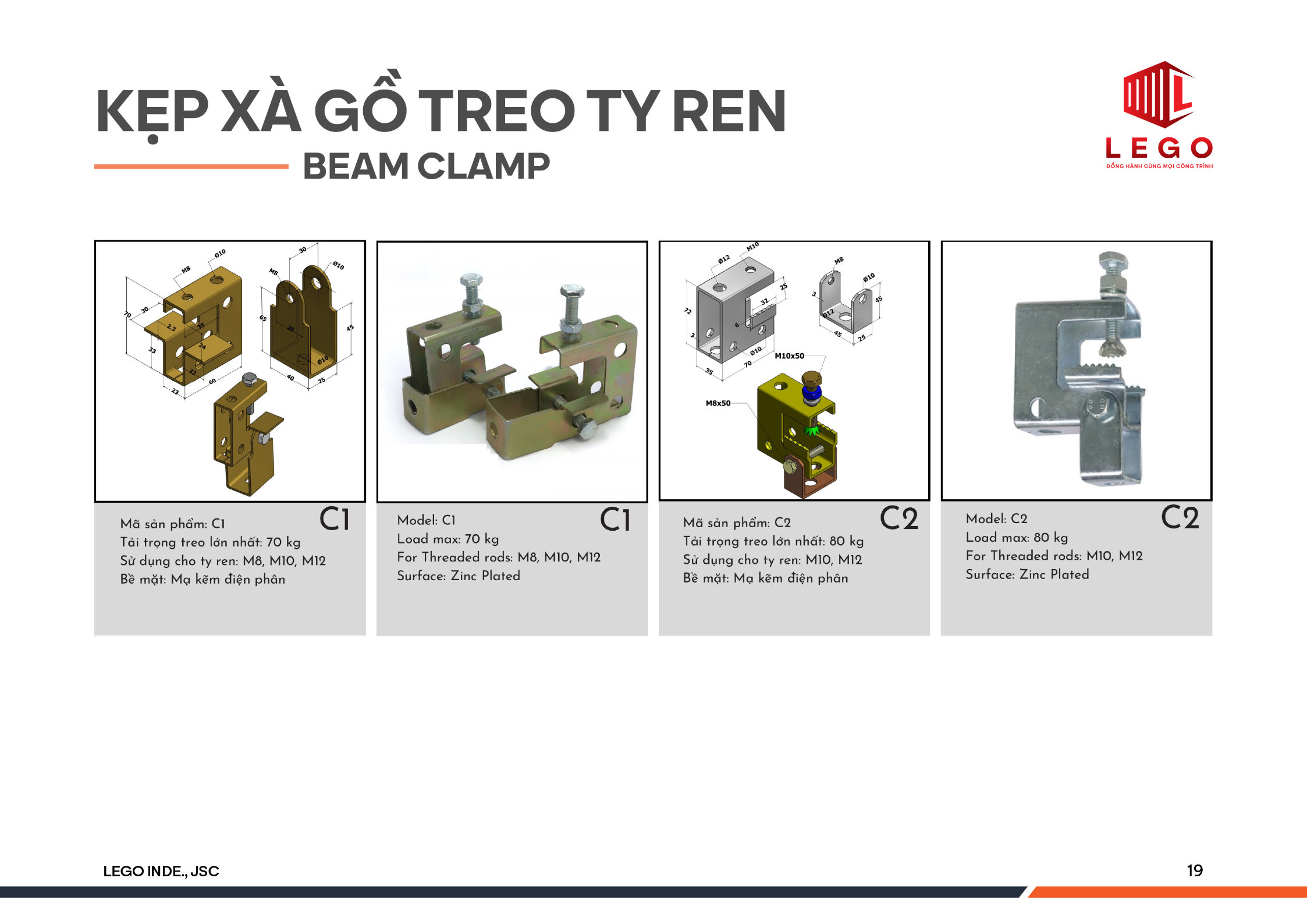 Kẹp xà gồ treo ty ren